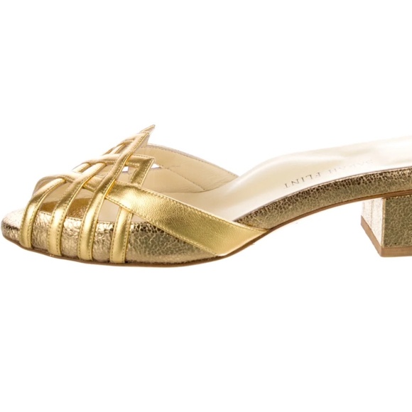 NEW $530 Sarah Flint Perfect Terry Gold Block Heel Cage Slides Sandals Sz 37/ 7 - Picture 2 of 15